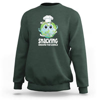 Travel For Food Lover Sweatshirt Snacking Around The World Traveling - Wonder Print Shop
