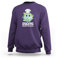 Travel For Food Lover Sweatshirt Snacking Around The World Traveling - Wonder Print Shop