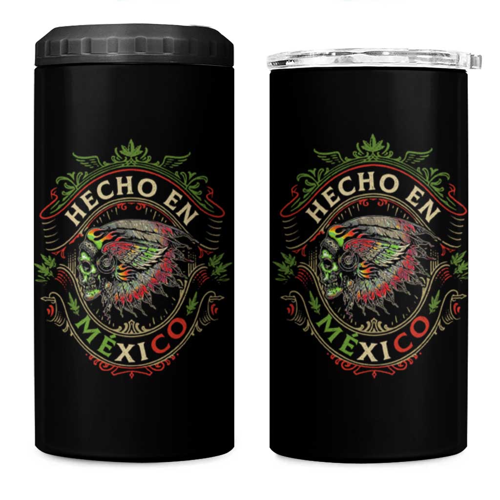 Hecho En Mexico 4 in 1 Can Cooler Tumbler Aztec Skull Made In Mexico Mexican