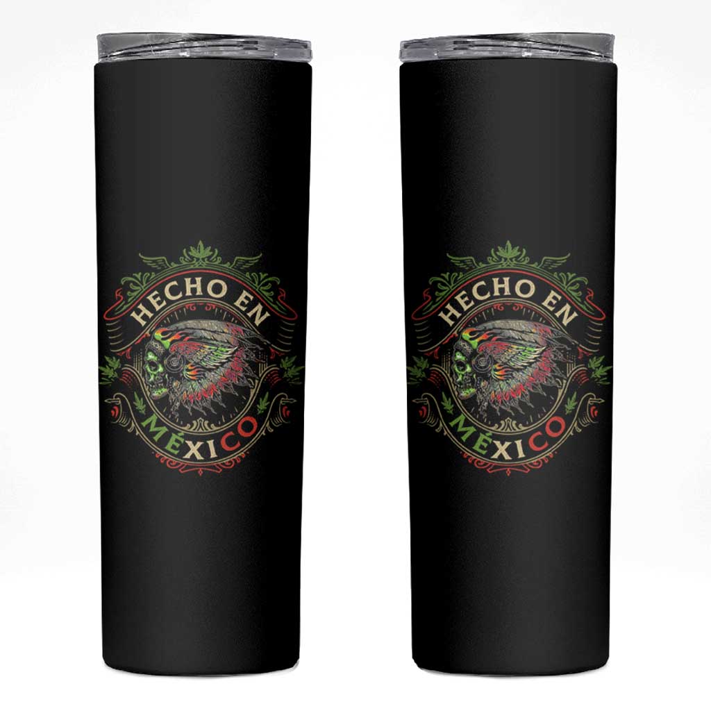 Hecho En Mexico Skinny Tumbler Aztec Skull Made In Mexico Mexican