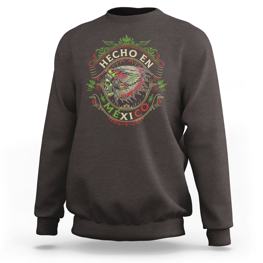 Hecho En Mexico Sweatshirt Aztec Skull Made In Mexico Mexican - Wonder Print Shop