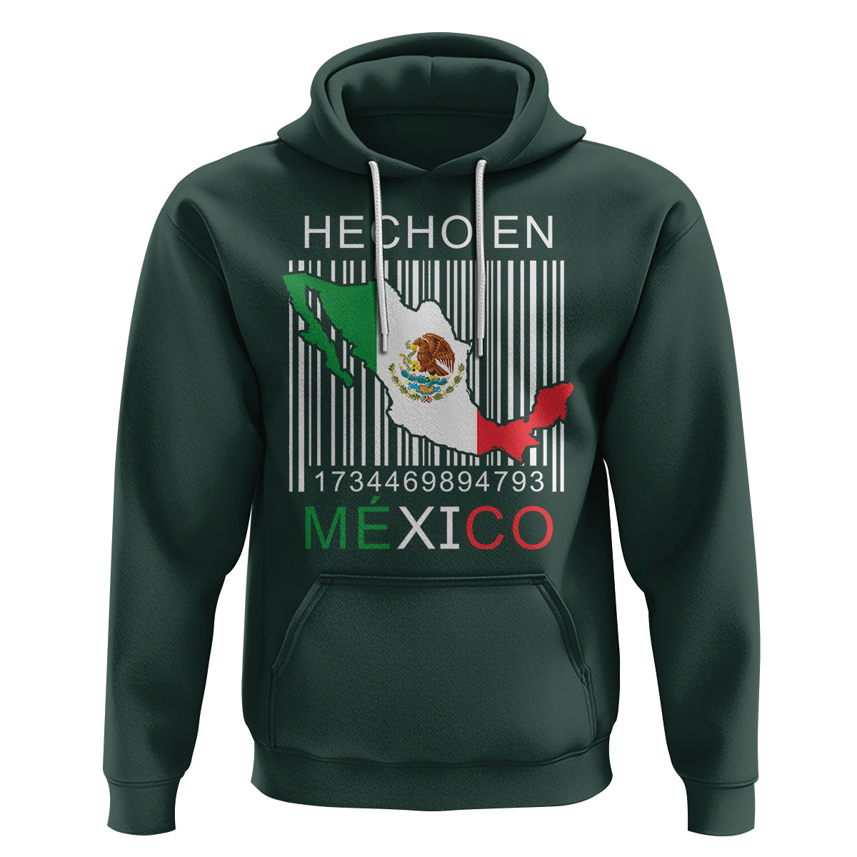 Mexican Pride Hoodie Hecho En Mexico Flag Barcode - Wonder Print Shop