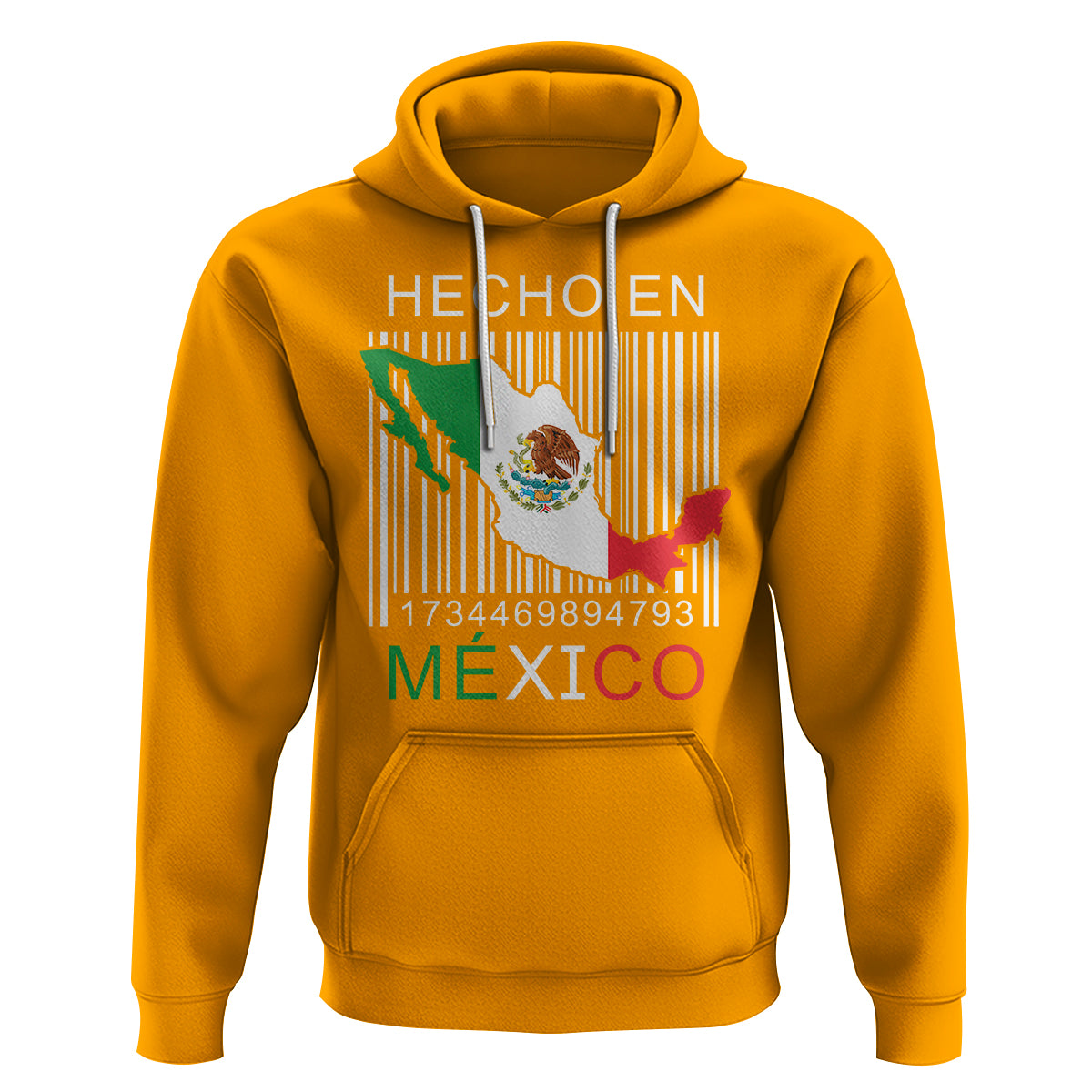 Mexican Pride Hoodie Hecho En Mexico Flag Barcode - Wonder Print Shop