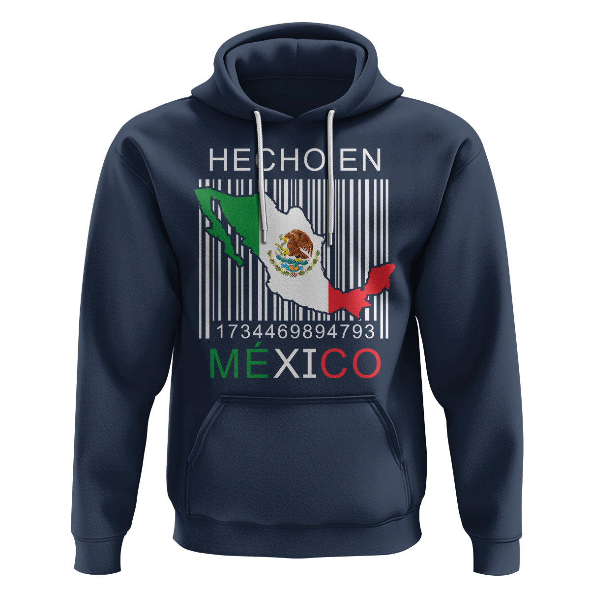 Mexican Pride Hoodie Hecho En Mexico Flag Barcode - Wonder Print Shop