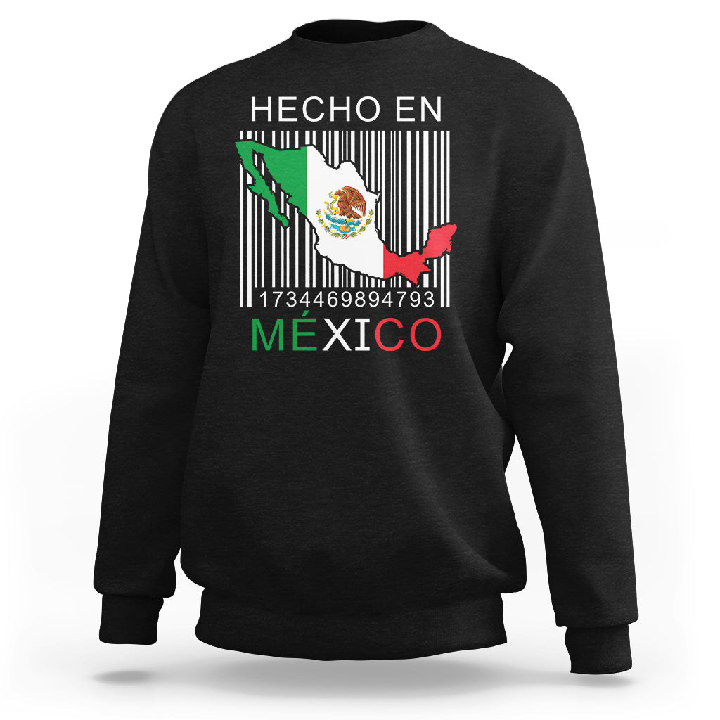 Mexican Pride Sweatshirt Hecho En Mexico Flag Barcode - Wonder Print Shop