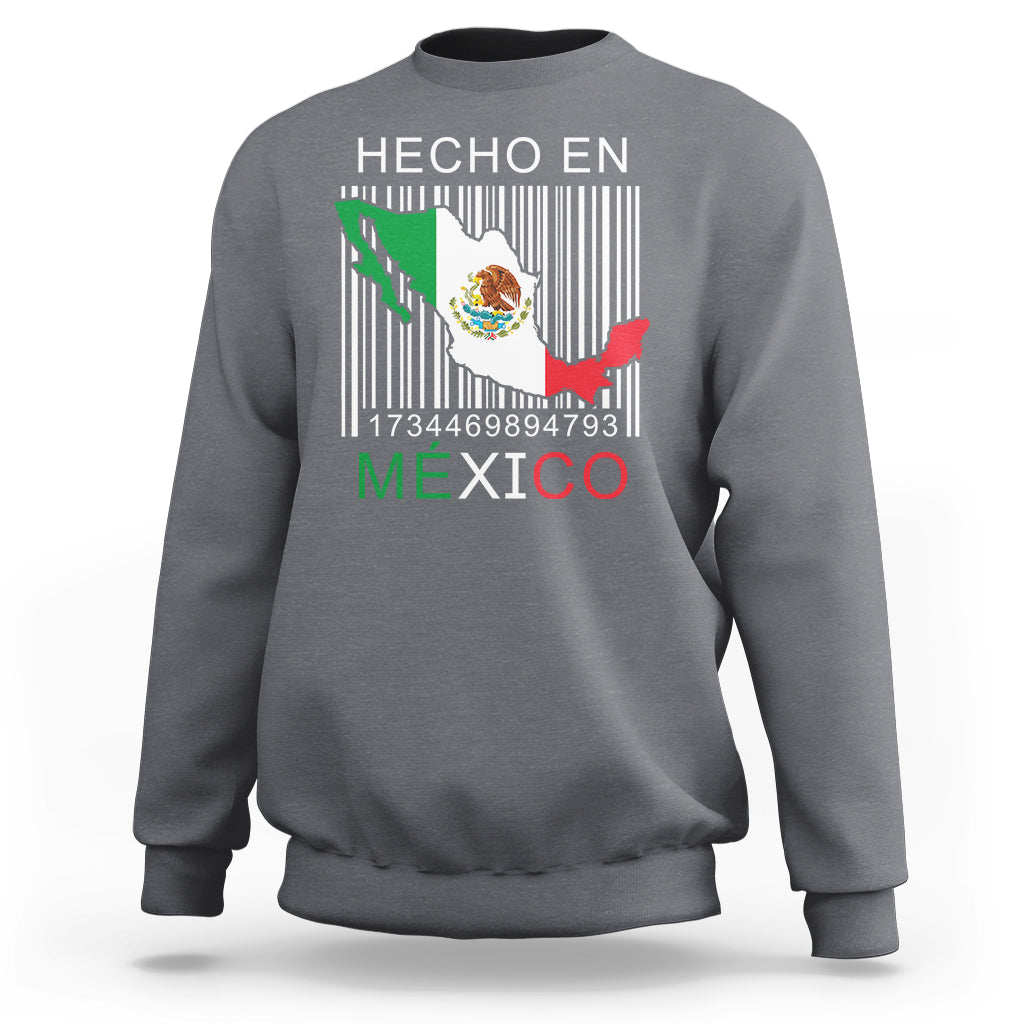 Mexican Pride Sweatshirt Hecho En Mexico Flag Barcode - Wonder Print Shop
