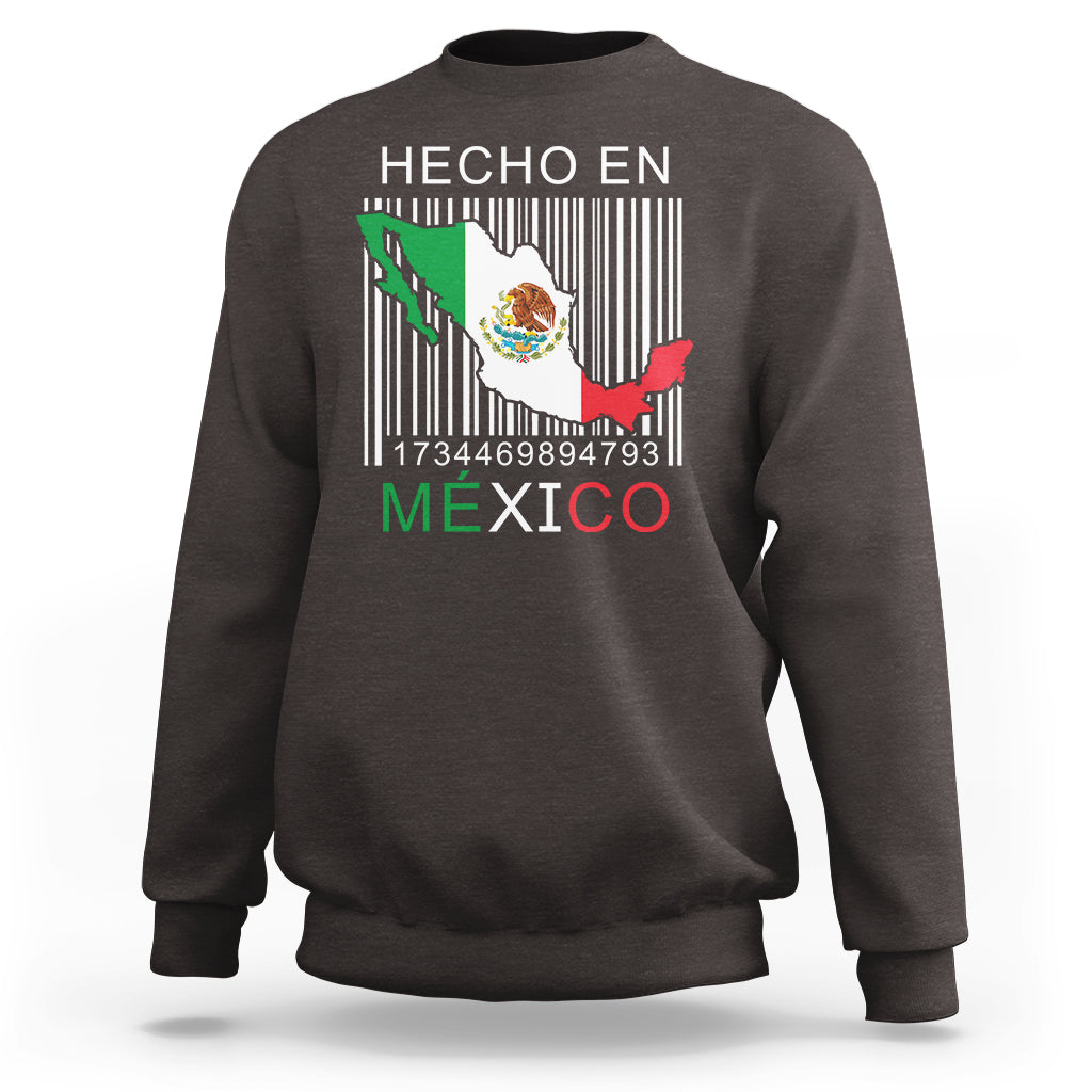 Mexican Pride Sweatshirt Hecho En Mexico Flag Barcode - Wonder Print Shop