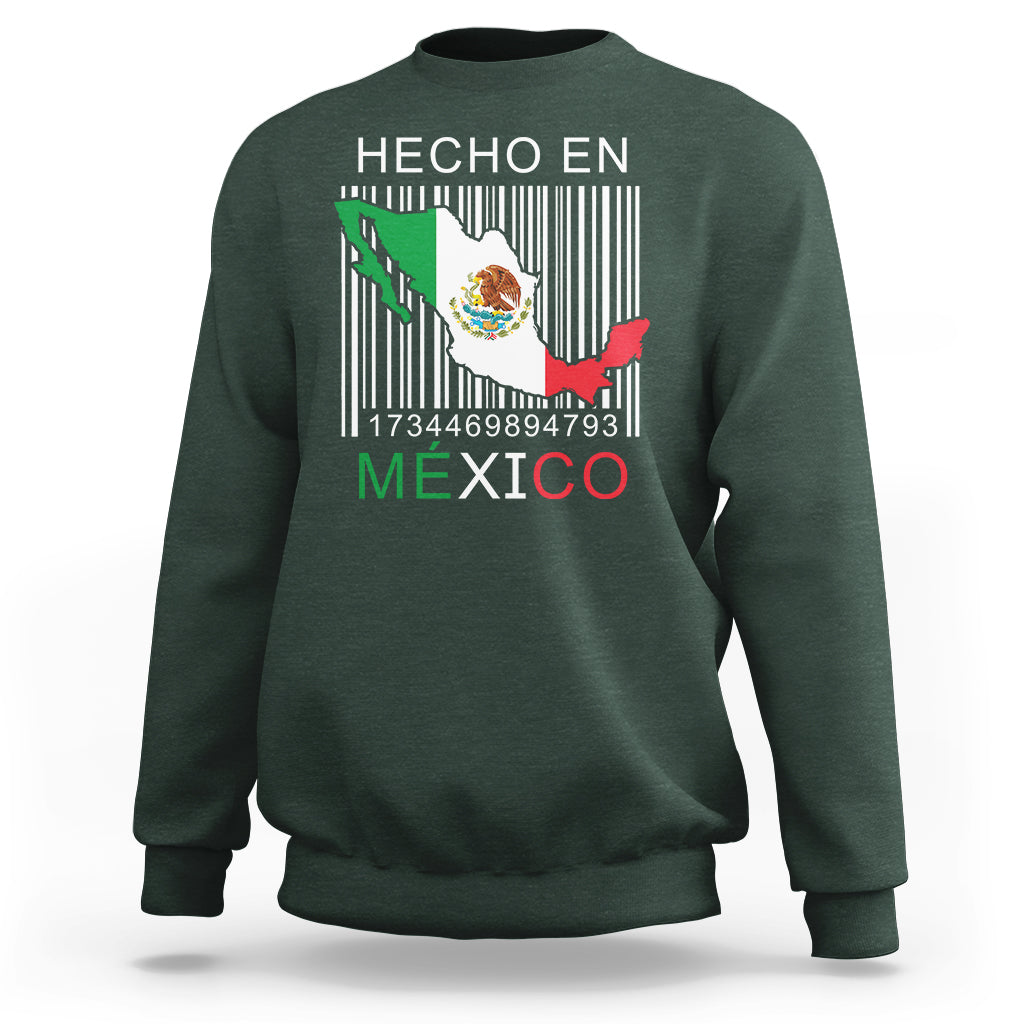 Mexican Pride Sweatshirt Hecho En Mexico Flag Barcode - Wonder Print Shop