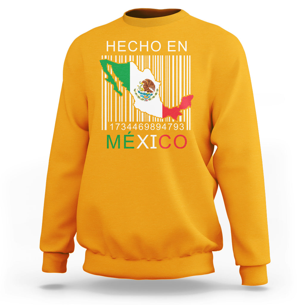 Mexican Pride Sweatshirt Hecho En Mexico Flag Barcode - Wonder Print Shop