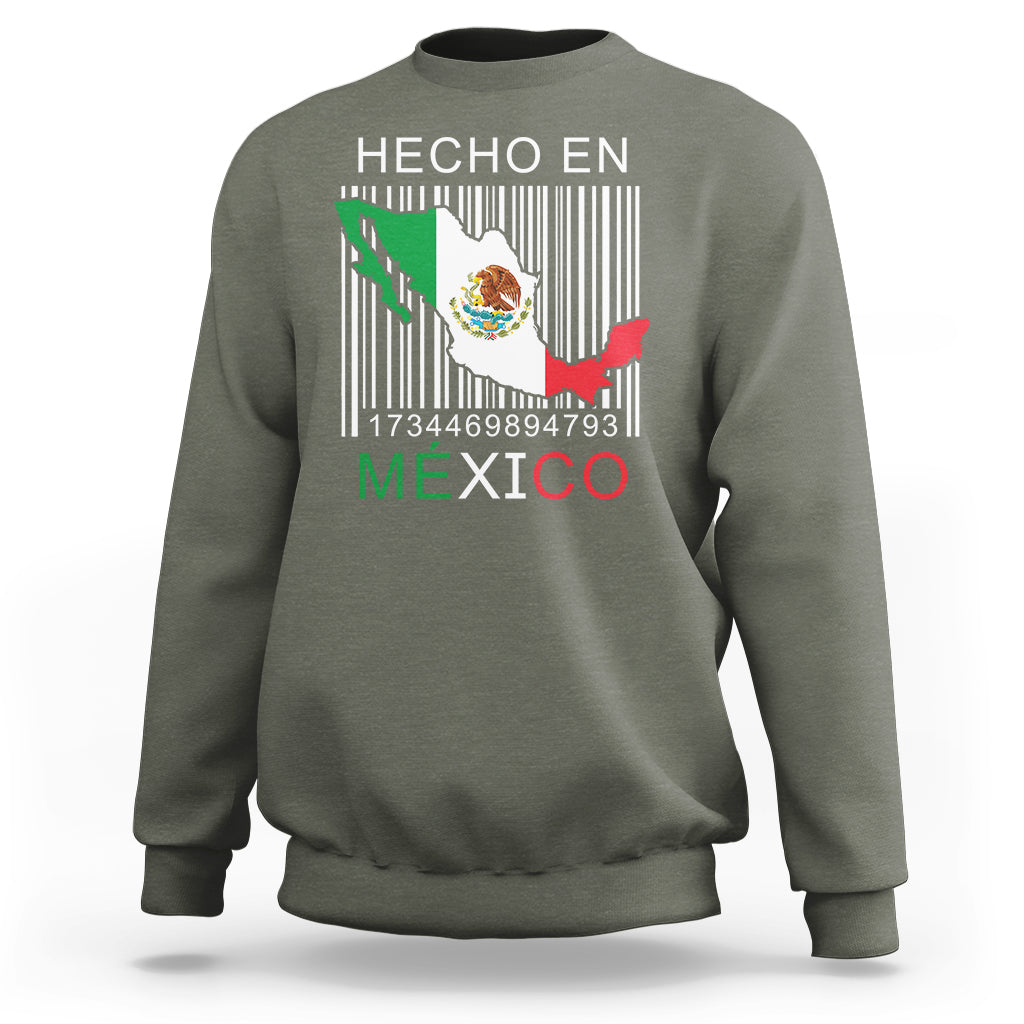Mexican Pride Sweatshirt Hecho En Mexico Flag Barcode - Wonder Print Shop