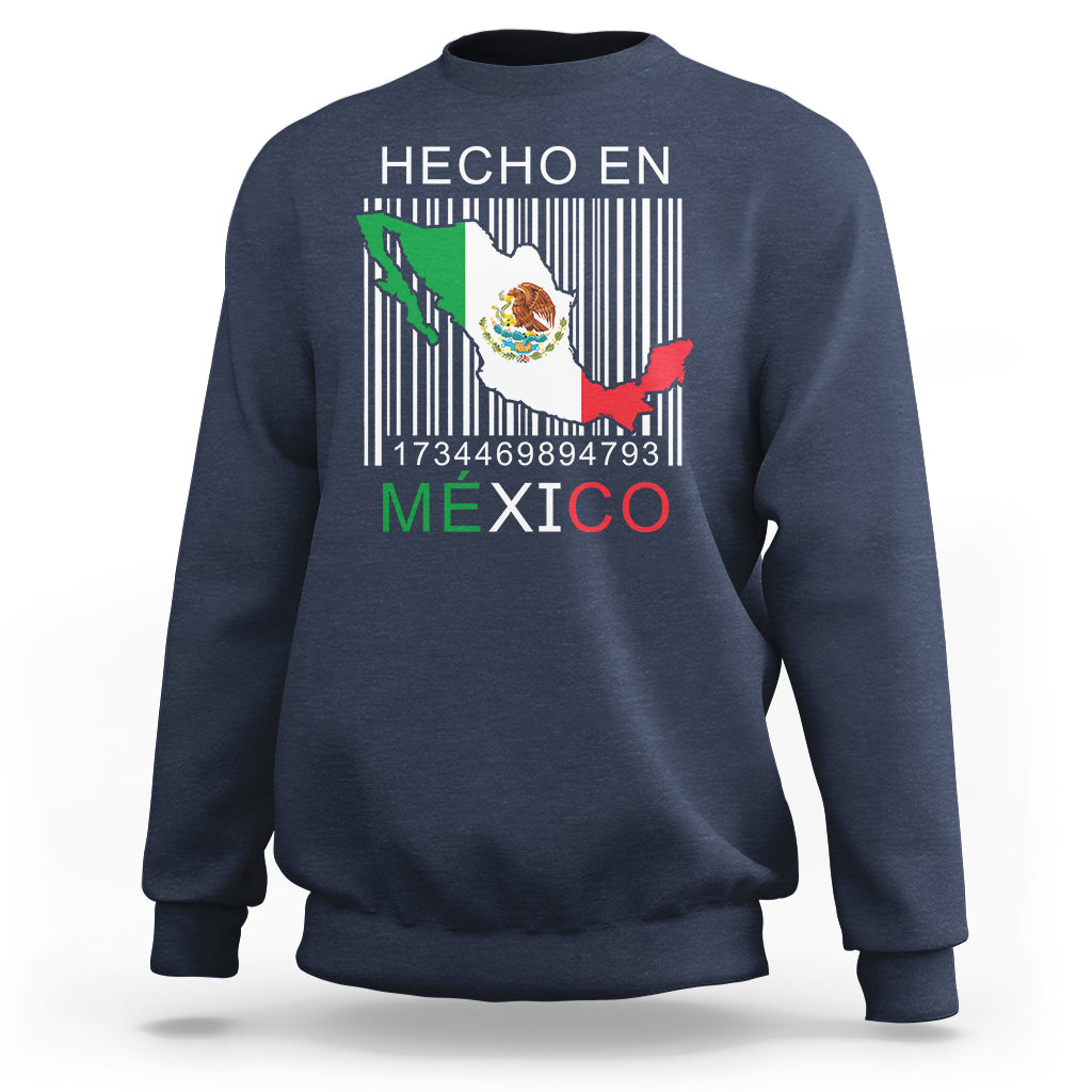 Mexican Pride Sweatshirt Hecho En Mexico Flag Barcode - Wonder Print Shop