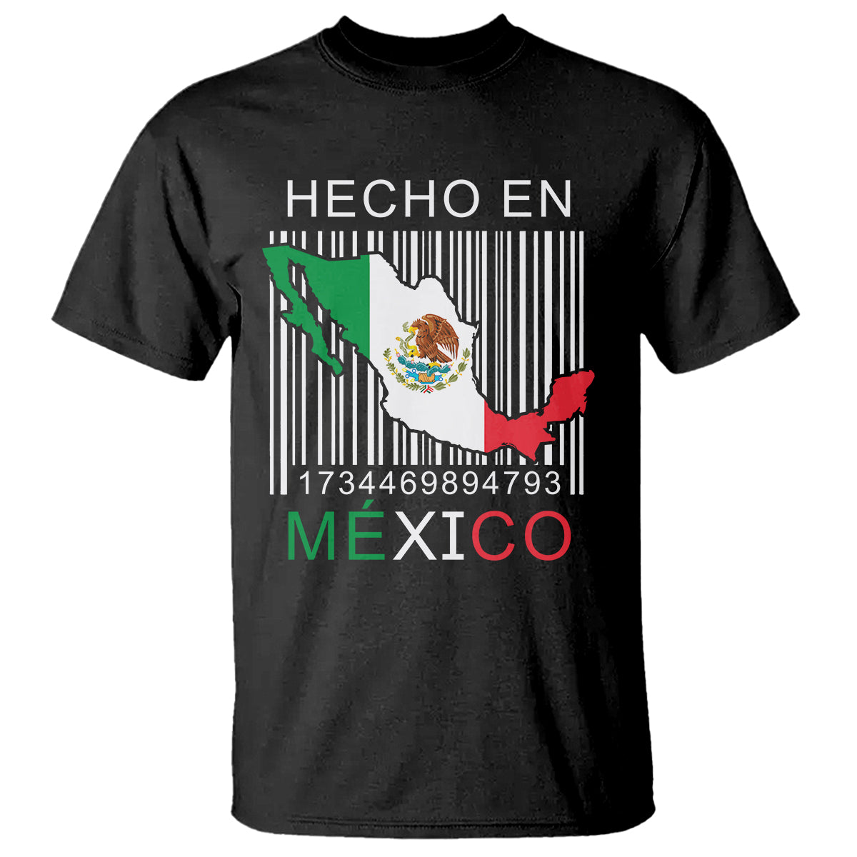 Mexican Pride T Shirt Hecho En Mexico Flag Barcode - Wonder Print Shop