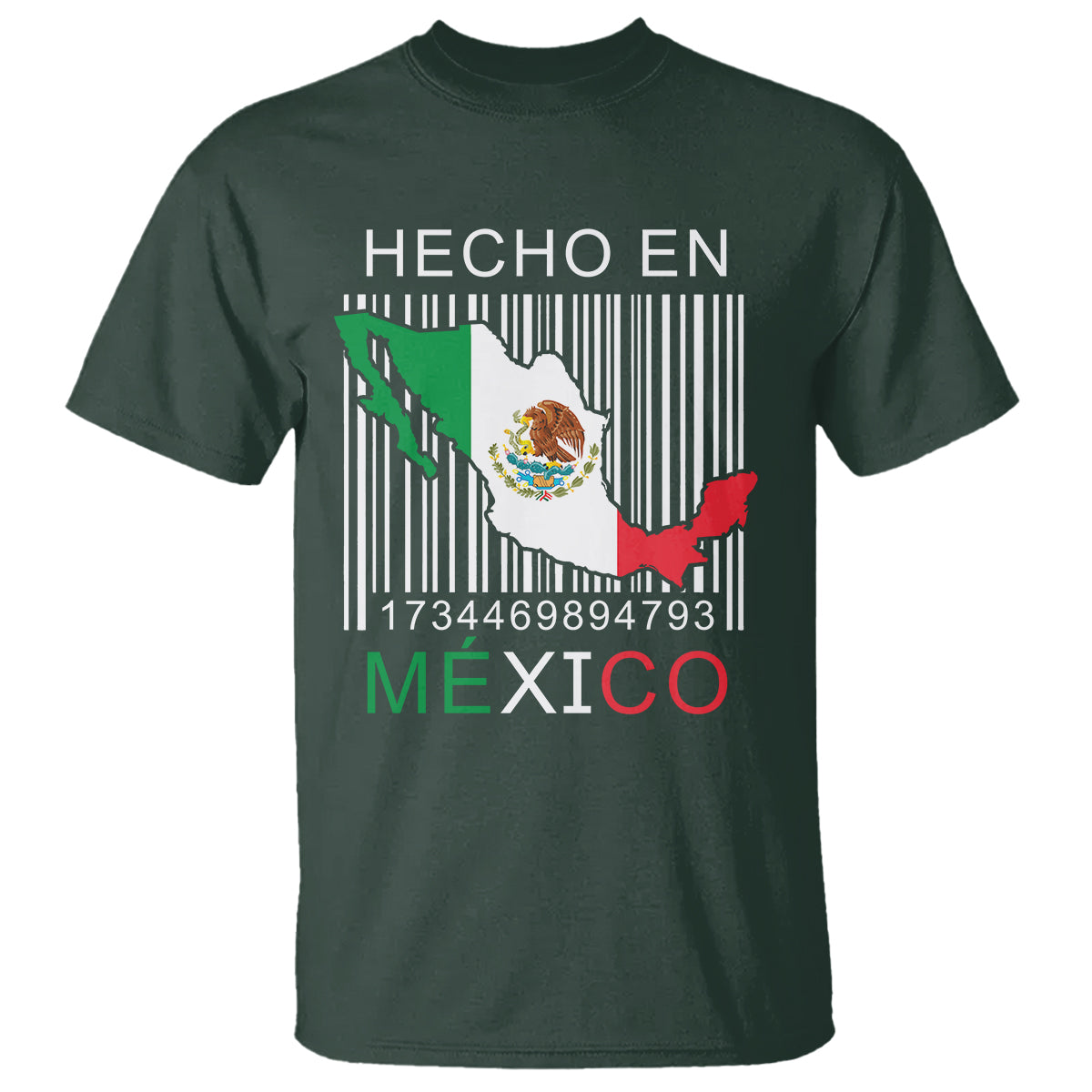 Mexican Pride T Shirt Hecho En Mexico Flag Barcode - Wonder Print Shop