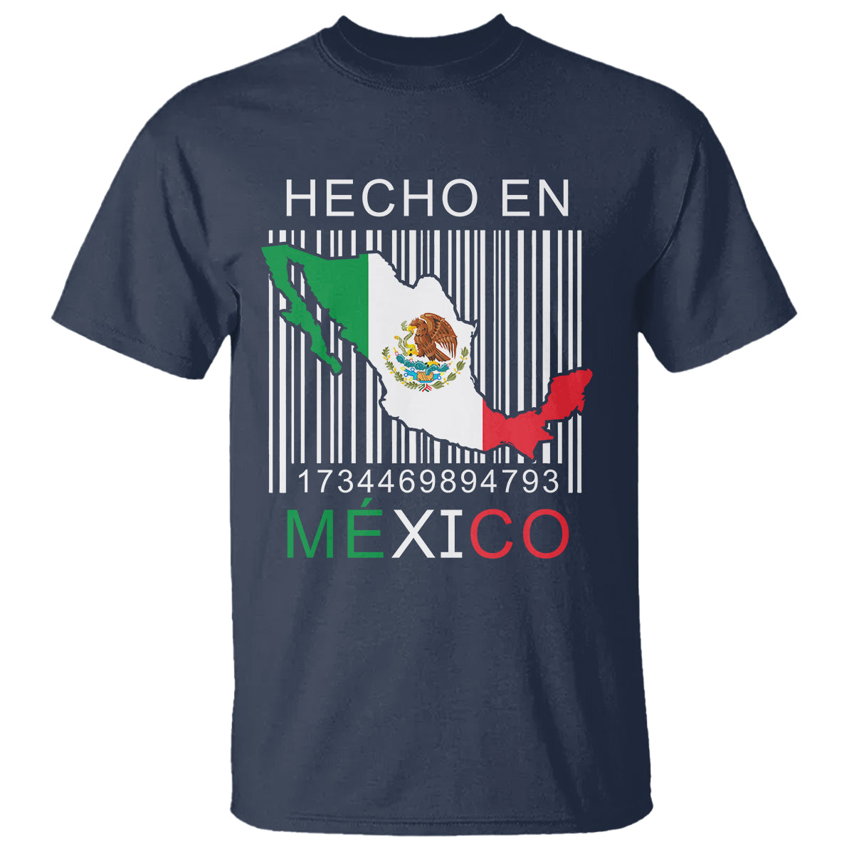 Mexican Pride T Shirt Hecho En Mexico Flag Barcode - Wonder Print Shop
