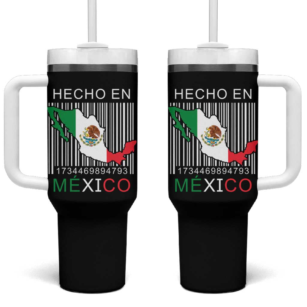 Mexican Pride Tumbler With Handle Hecho En Mexico Flag Barcode