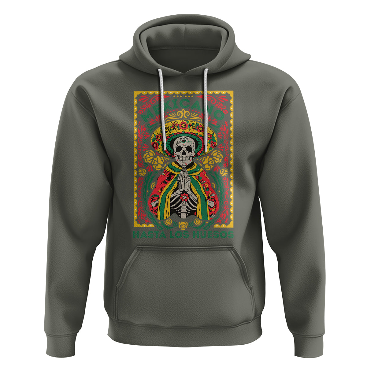 Mexican Pride Hoodie Mexicano Hasta Los Huesos Skeleton Sombrero - Wonder Print Shop