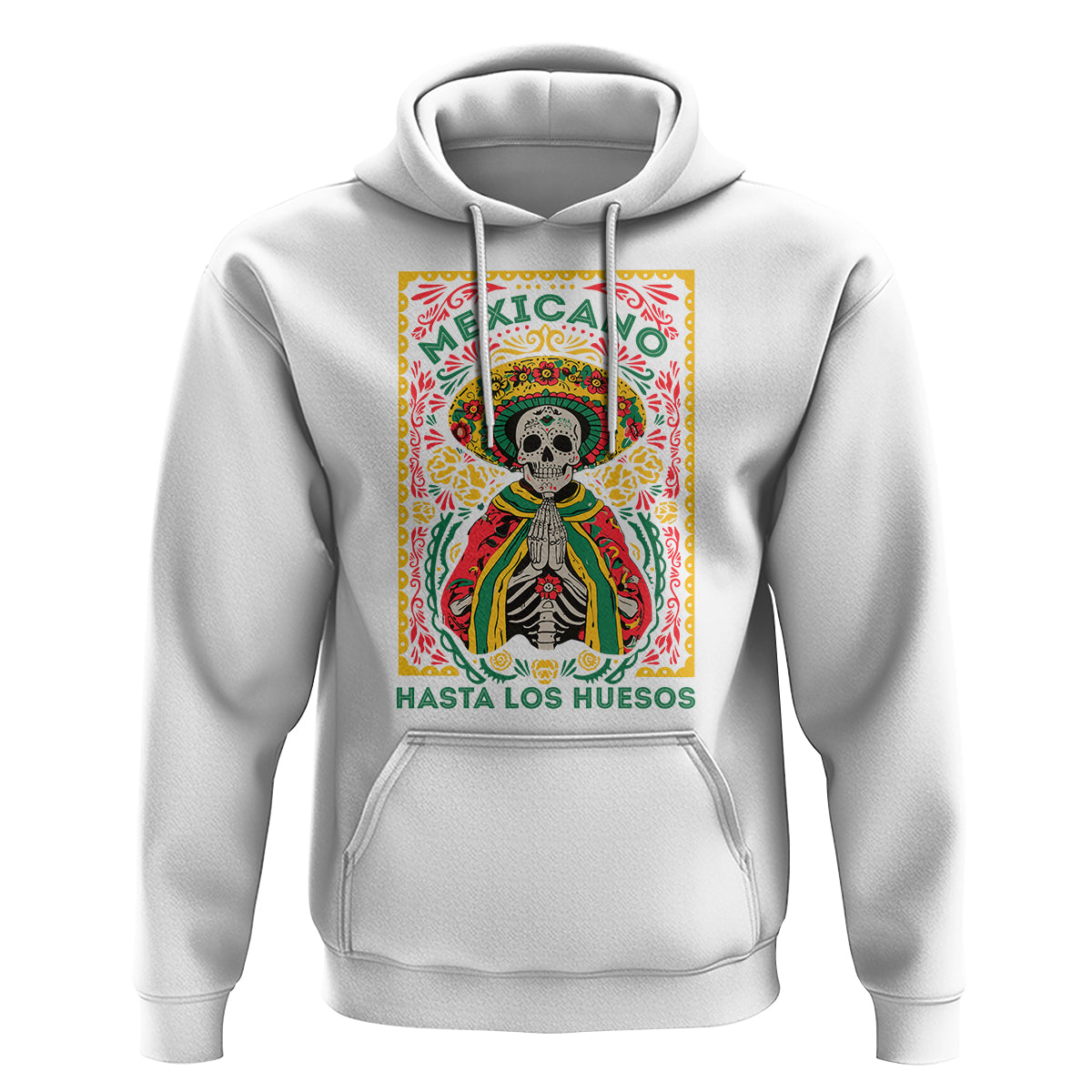 Mexican Pride Hoodie Mexicano Hasta Los Huesos Skeleton Sombrero - Wonder Print Shop