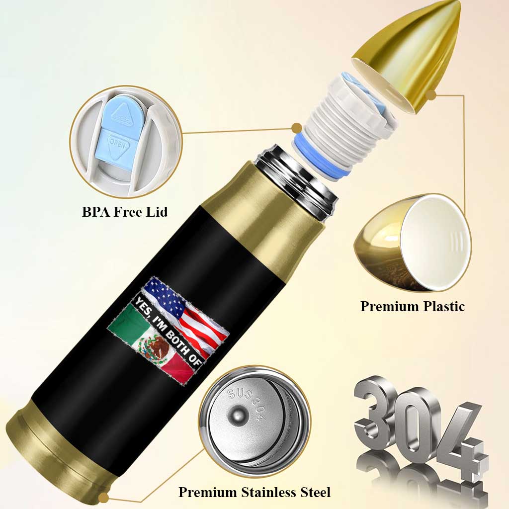 Mexican American Bullet Tumbler Yes I'm Both Of Them USA Mexico Flag Hispanic