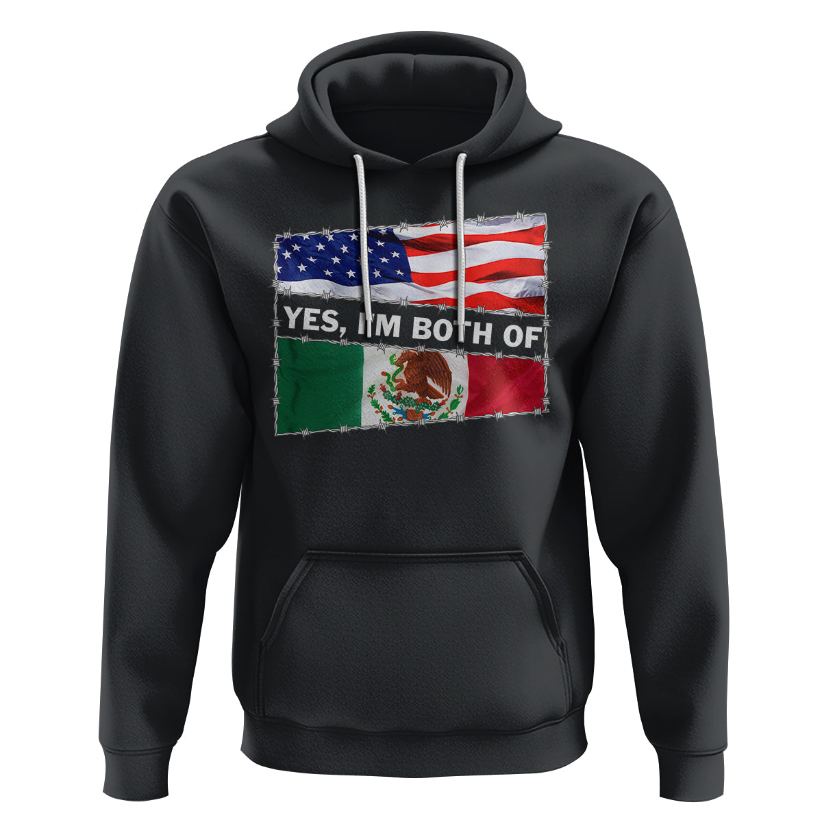 Mexican American Hoodie Yes I'm Both Of Them USA Mexico Flag Hispanic - Wonder Print Shop