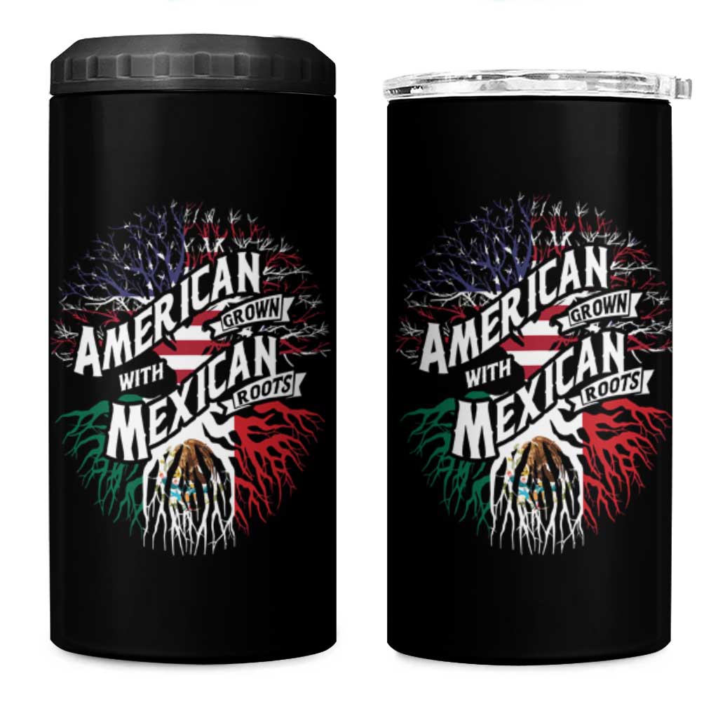 American Grown With Mexican Roots 4 in 1 Can Cooler Tumbler