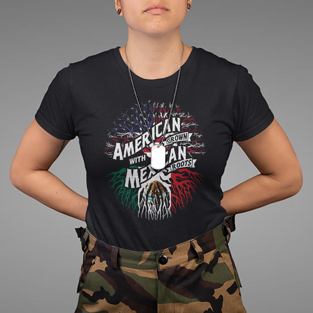 American Grown With Mexican Roots T Shirt - Wonder Print Shop