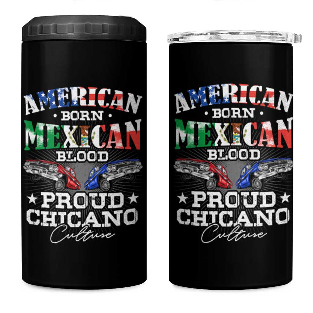 American Born Mexican Blood Proud Chicano Culture Lowrider 4 in 1 Can Cooler Tumbler