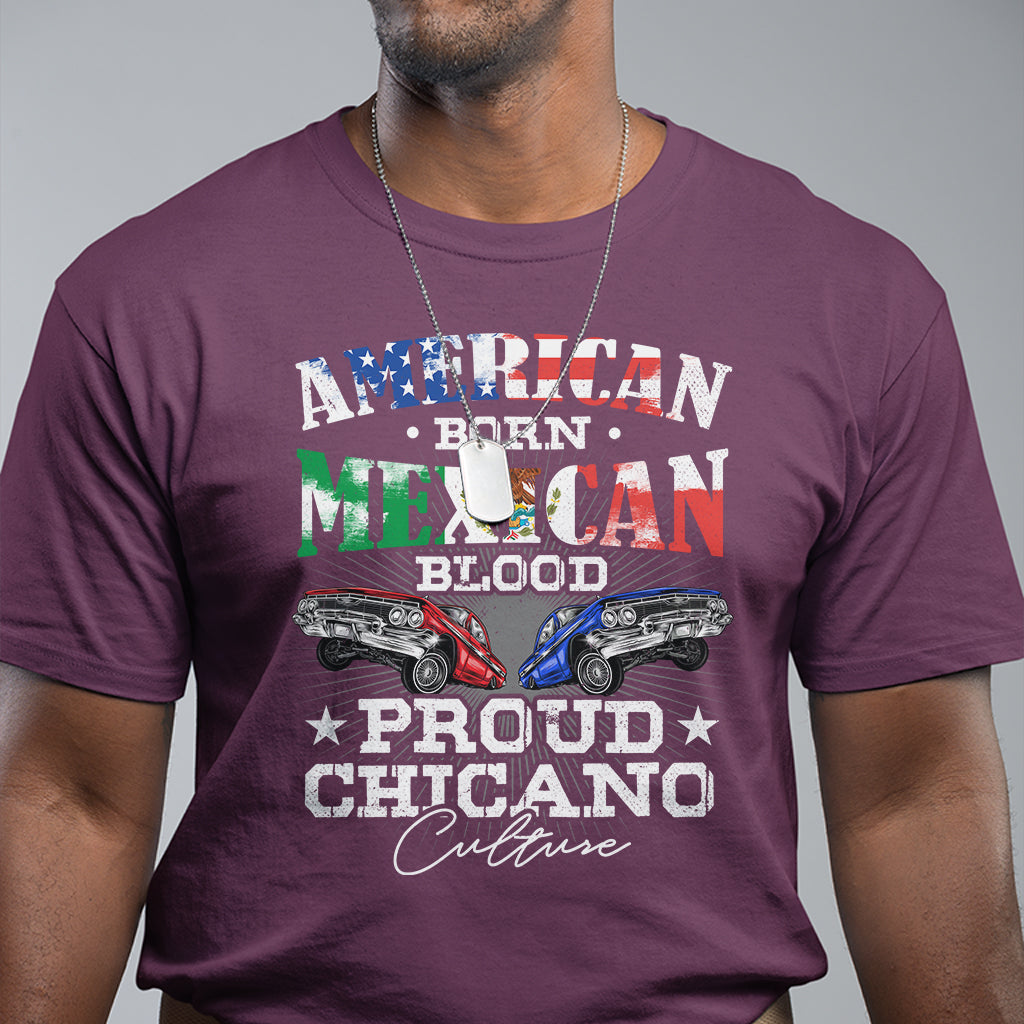American Born Mexican Blood Proud Chicano Culture Lowrider T Shirt - Wonder Print Shop