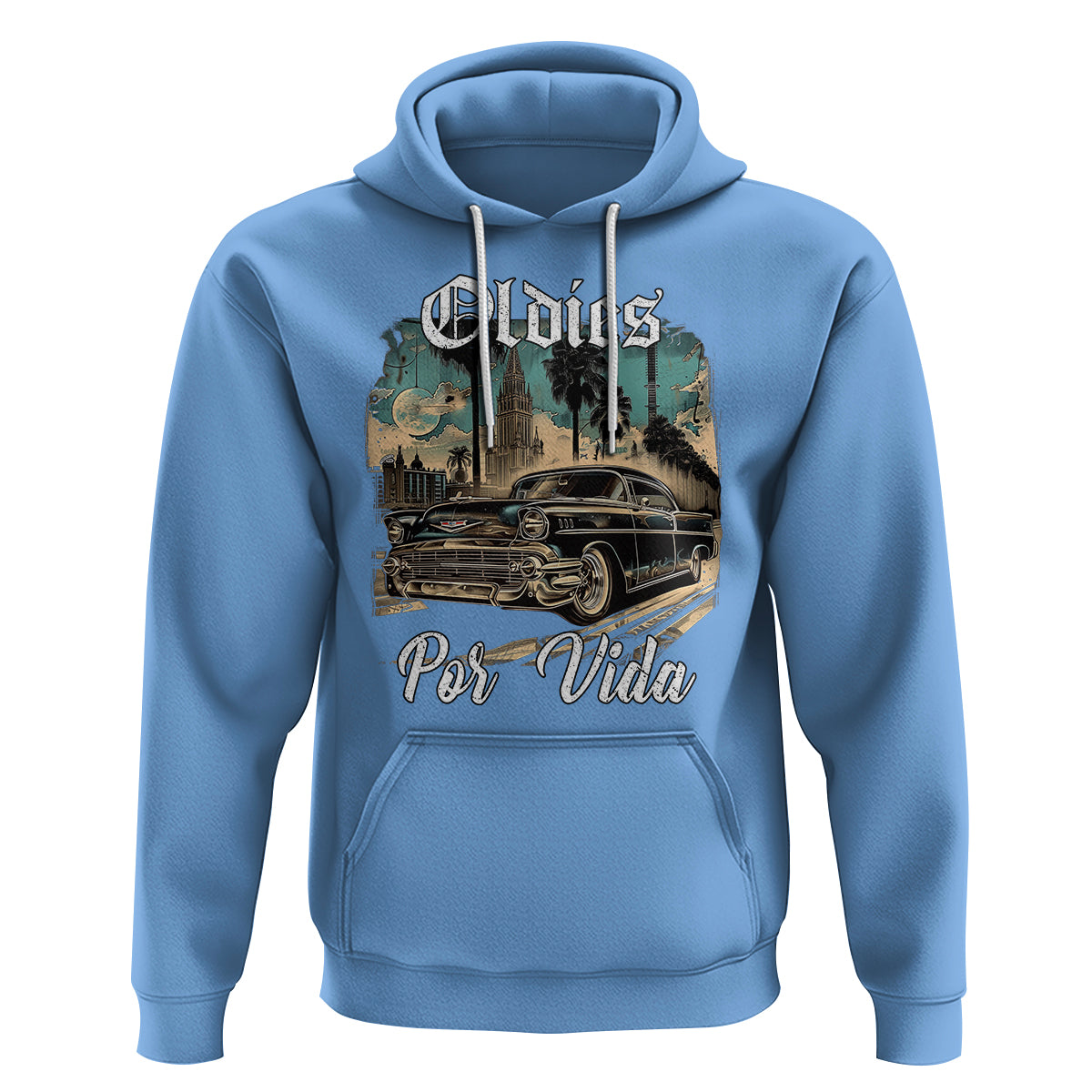 Oldies Por Vida Vintage Car Lowrider Mexican Chicano Chicana Hoodie - Wonder Print Shop
