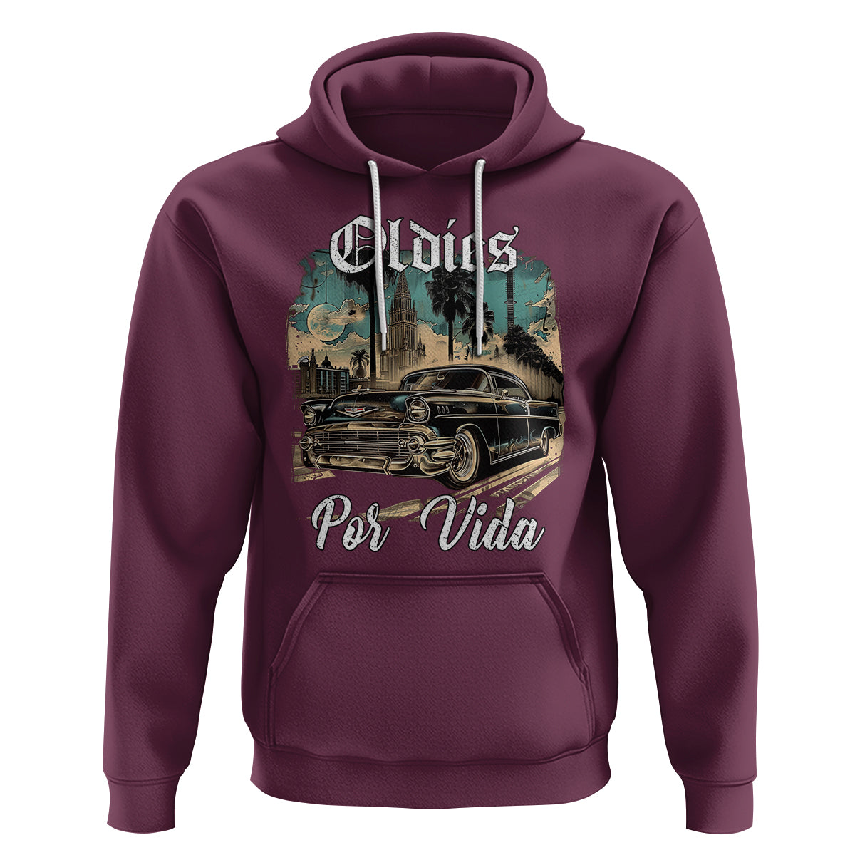 Oldies Por Vida Vintage Car Lowrider Mexican Chicano Chicana Hoodie - Wonder Print Shop