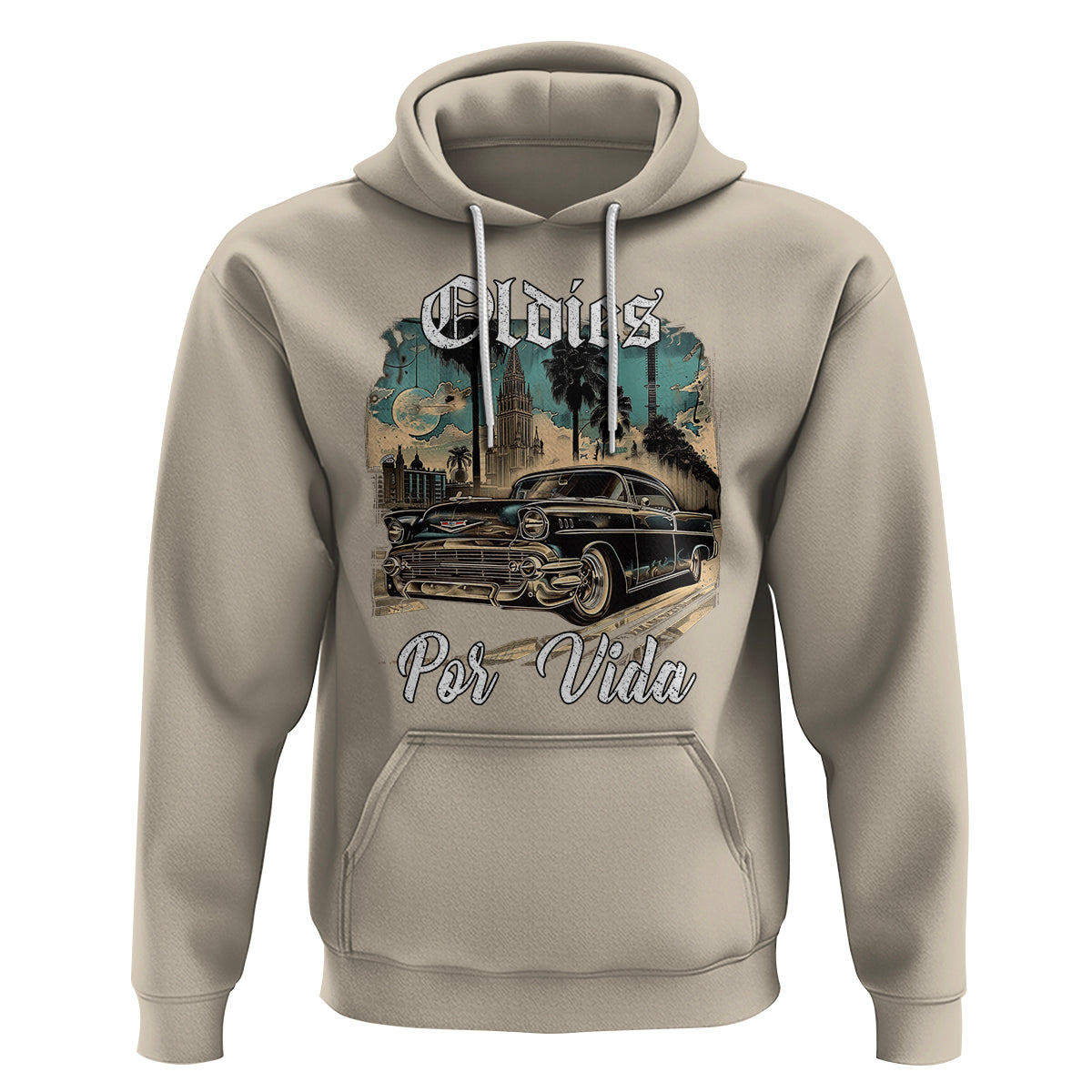 Oldies Por Vida Vintage Car Lowrider Mexican Chicano Chicana Hoodie - Wonder Print Shop