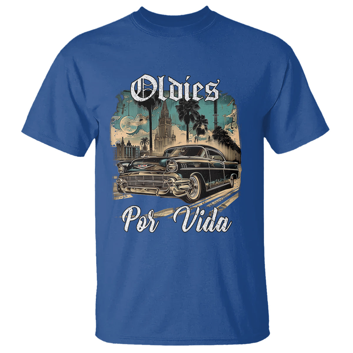 Oldies Por Vida Vintage Car Lowrider Mexican Chicano Chicana T Shirt - Wonder Print Shop