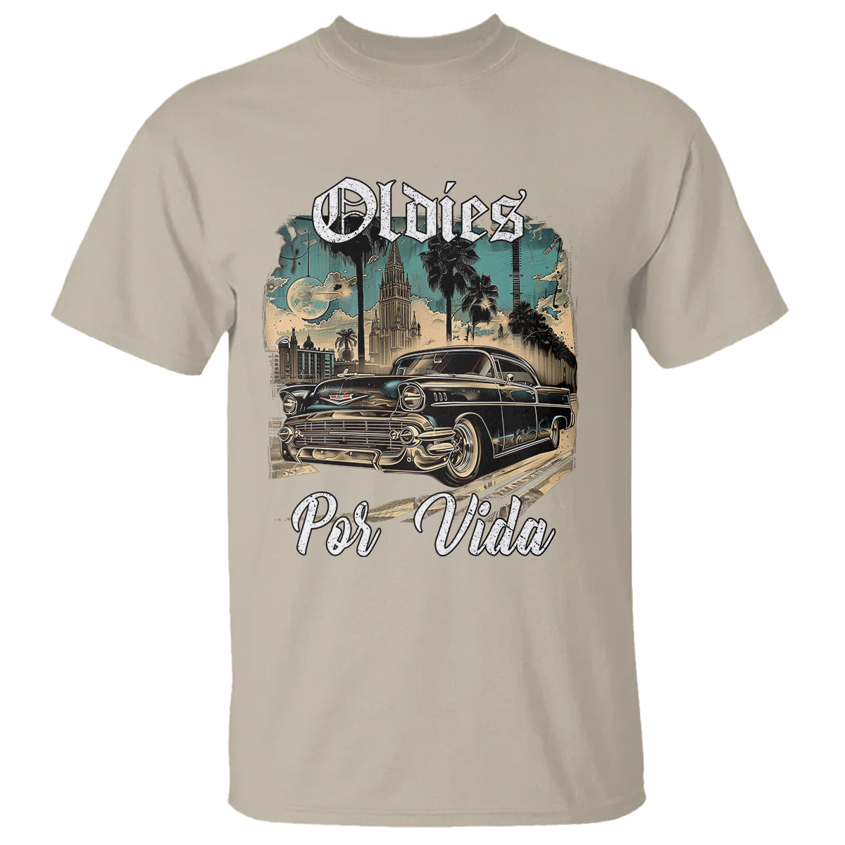 Oldies Por Vida Vintage Car Lowrider Mexican Chicano Chicana T Shirt - Wonder Print Shop