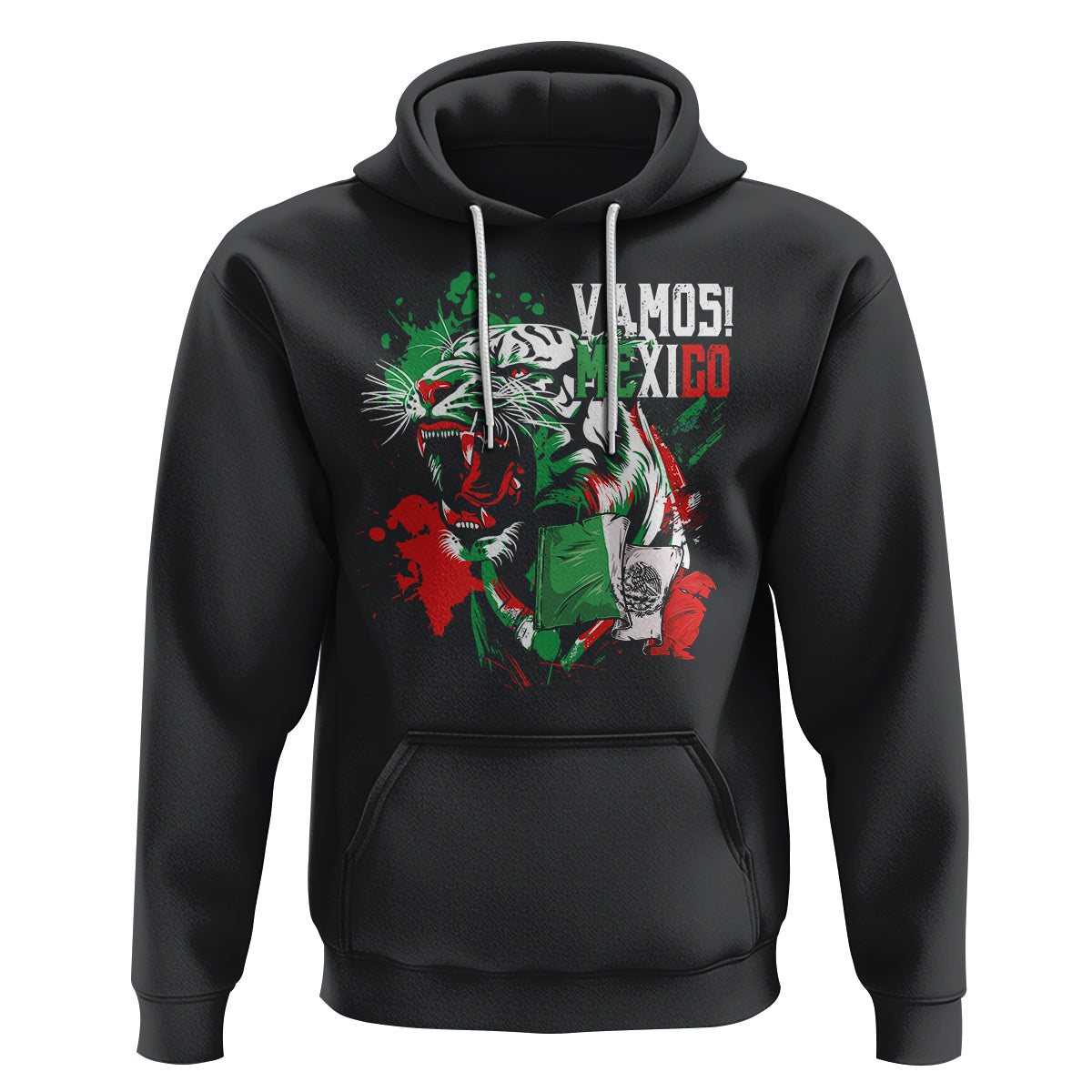 Mexican Soccer Fan Hoodie Vamos Mexico Flag Tiger - Wonder Print Shop
