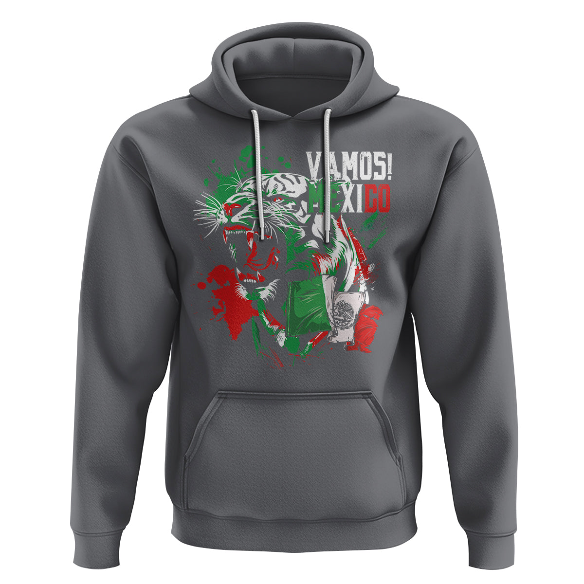 Mexican Soccer Fan Hoodie Vamos Mexico Flag Tiger - Wonder Print Shop