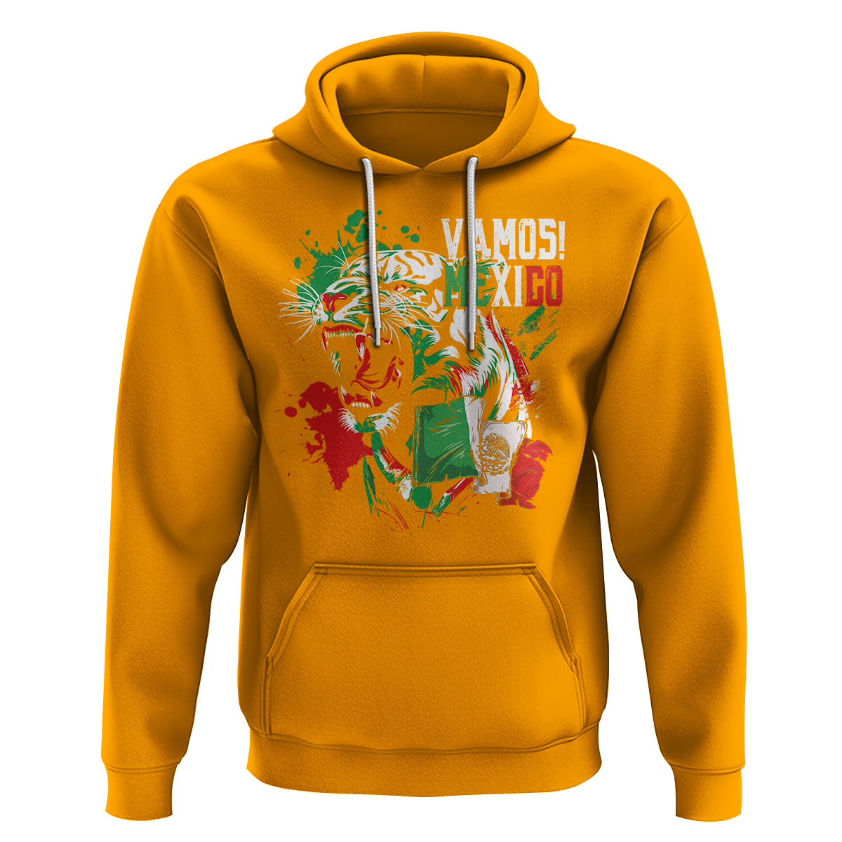 Mexican Soccer Fan Hoodie Vamos Mexico Flag Tiger - Wonder Print Shop