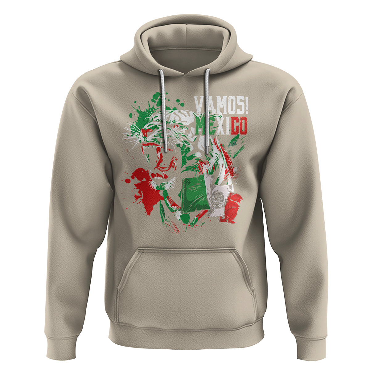 Mexican Soccer Fan Hoodie Vamos Mexico Flag Tiger - Wonder Print Shop