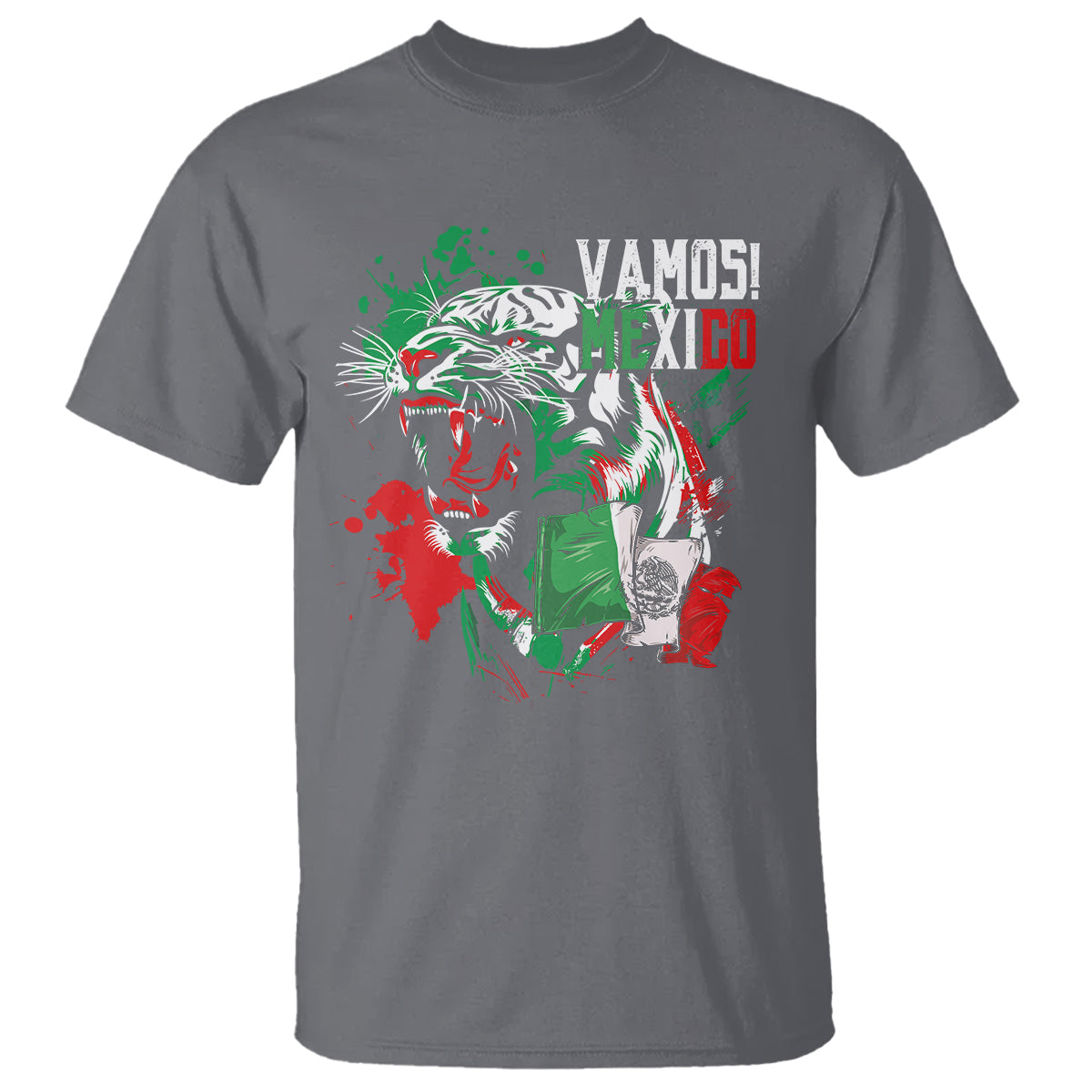 Mexican Soccer Fan T Shirt Vamos Mexico Flag Tiger - Wonder Print Shop