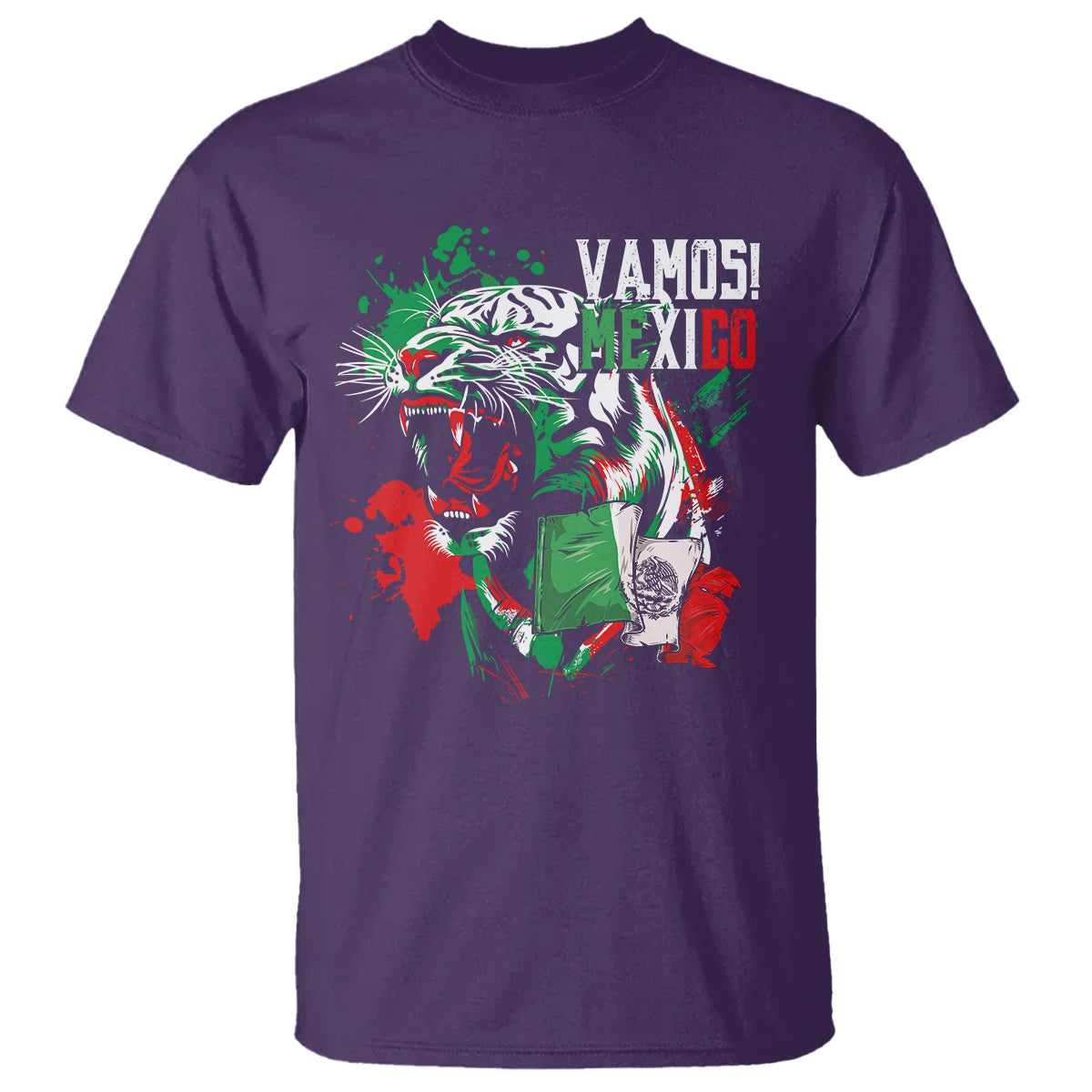 Mexican Soccer Fan T Shirt Vamos Mexico Flag Tiger - Wonder Print Shop