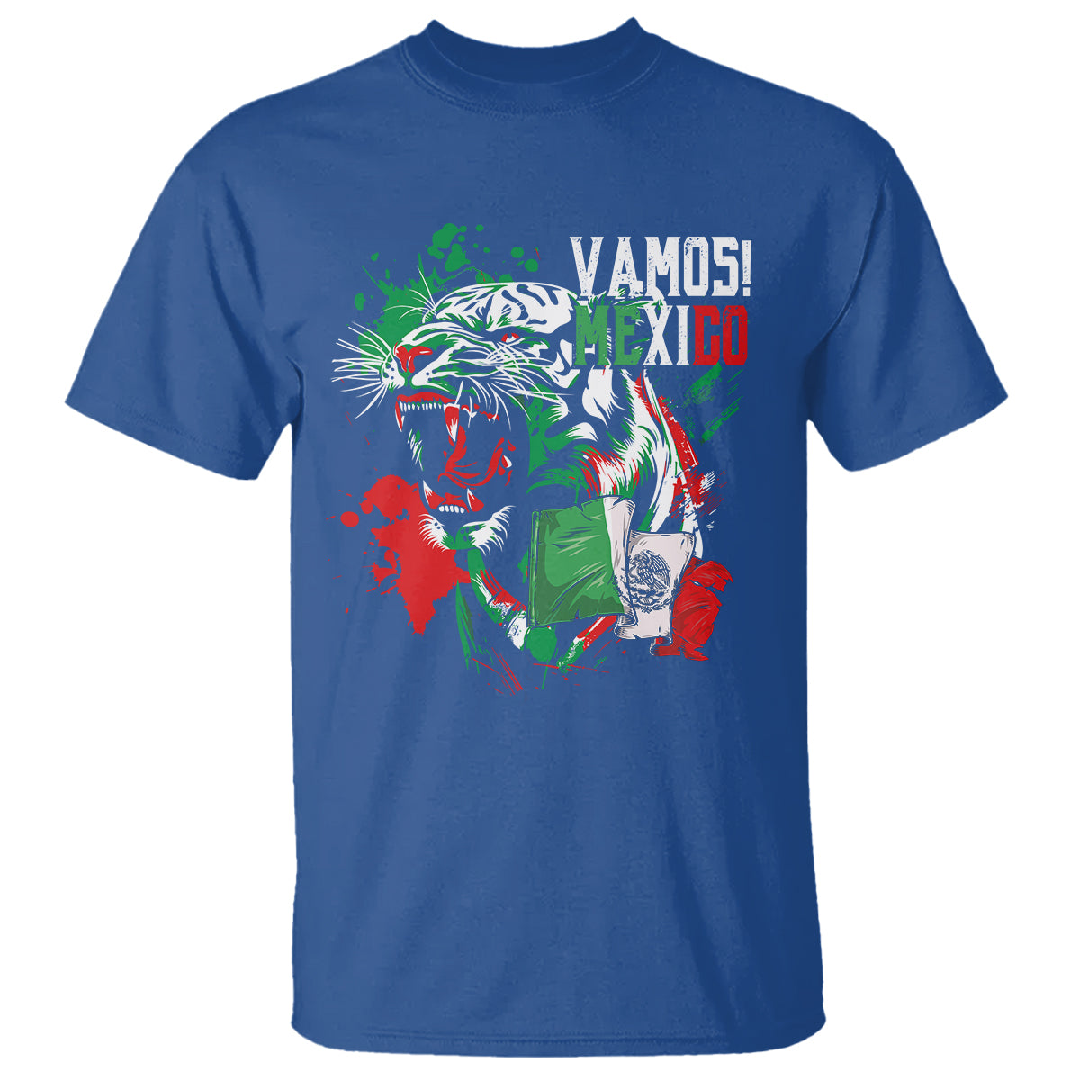 Mexican Soccer Fan T Shirt Vamos Mexico Flag Tiger - Wonder Print Shop