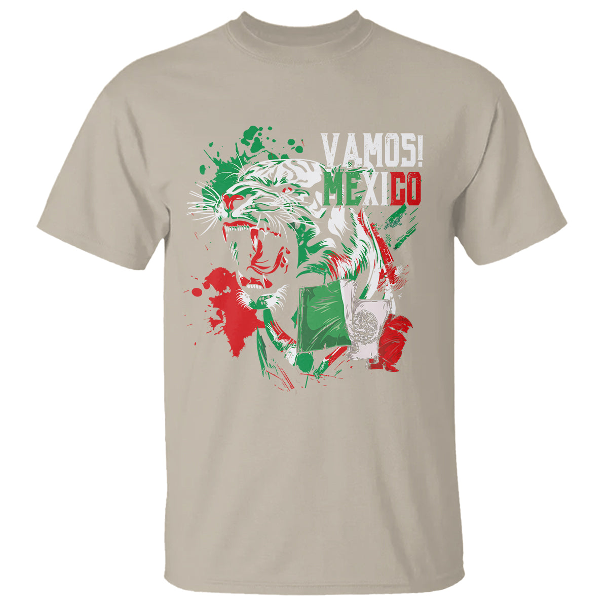 Mexican Soccer Fan T Shirt Vamos Mexico Flag Tiger - Wonder Print Shop