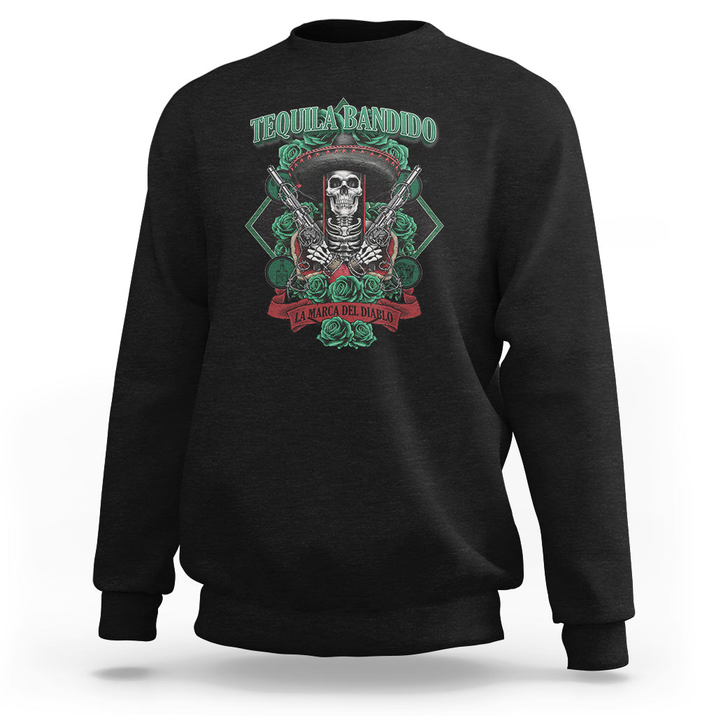Tequila Bandido Funny Drinking Mexican Skeleton Sombrero Sweatshirt - Wonder Print Shop