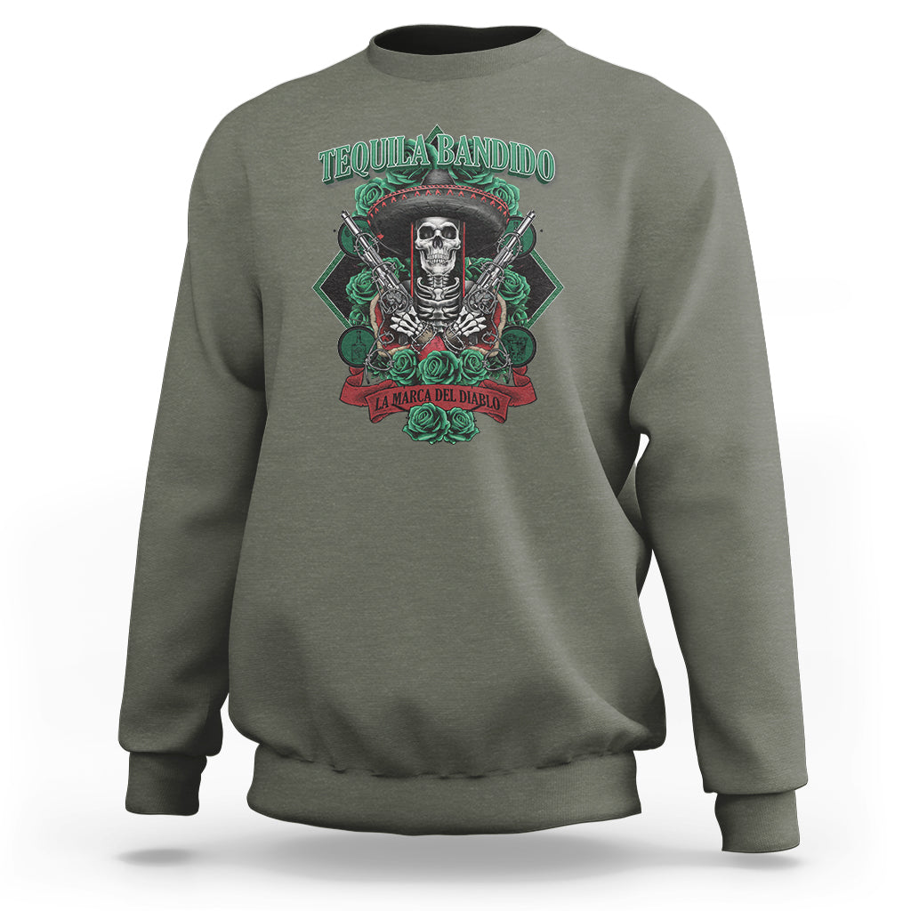 Tequila Bandido Funny Drinking Mexican Skeleton Sombrero Sweatshirt - Wonder Print Shop