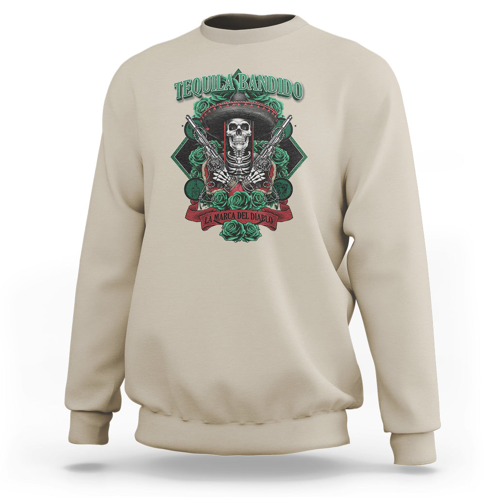 Tequila Bandido Funny Drinking Mexican Skeleton Sombrero Sweatshirt - Wonder Print Shop