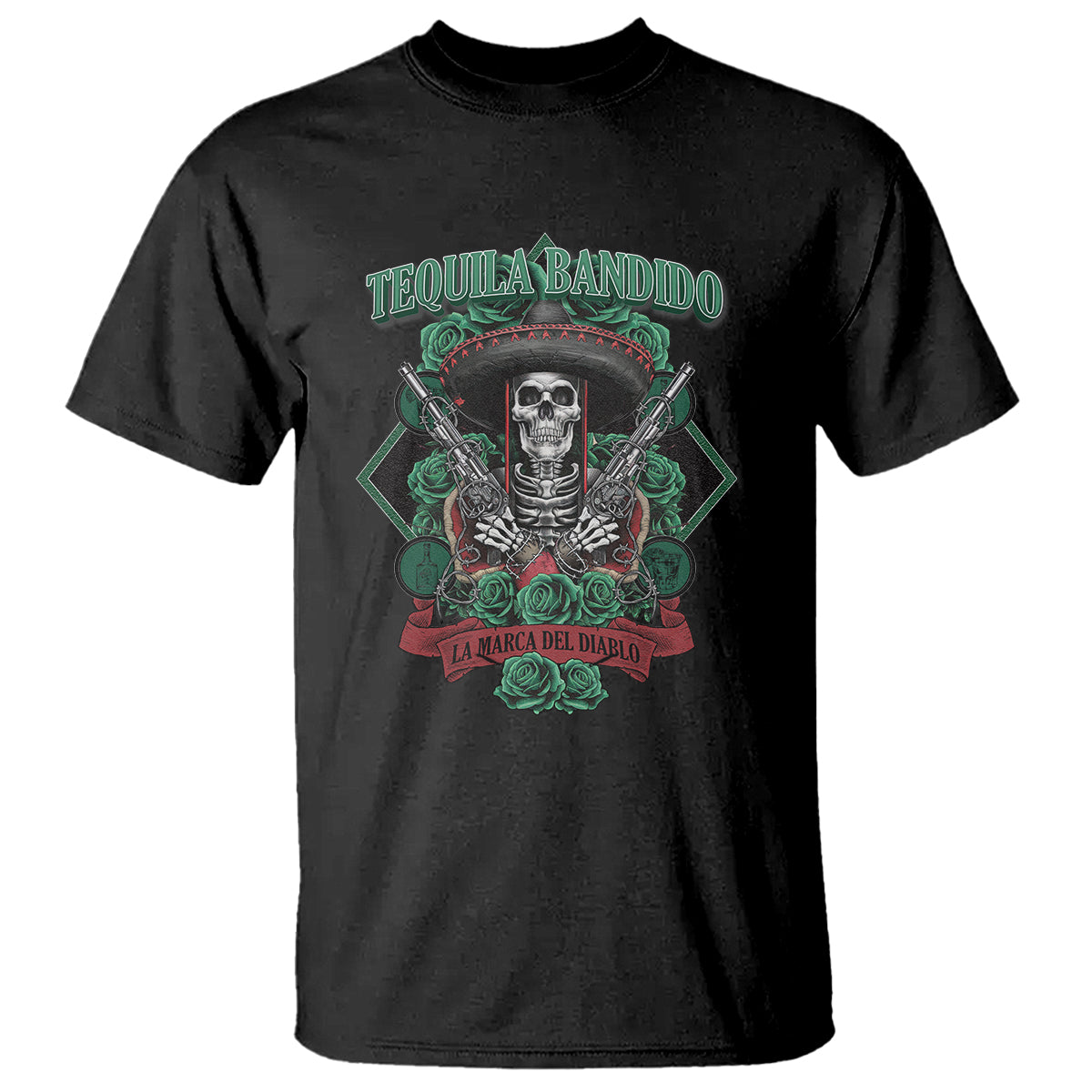Tequila Bandido Funny Drinking Mexican Skeleton Sombrero T Shirt - Wonder Print Shop