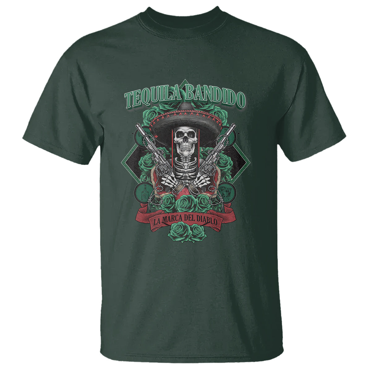 Tequila Bandido Funny Drinking Mexican Skeleton Sombrero T Shirt - Wonder Print Shop
