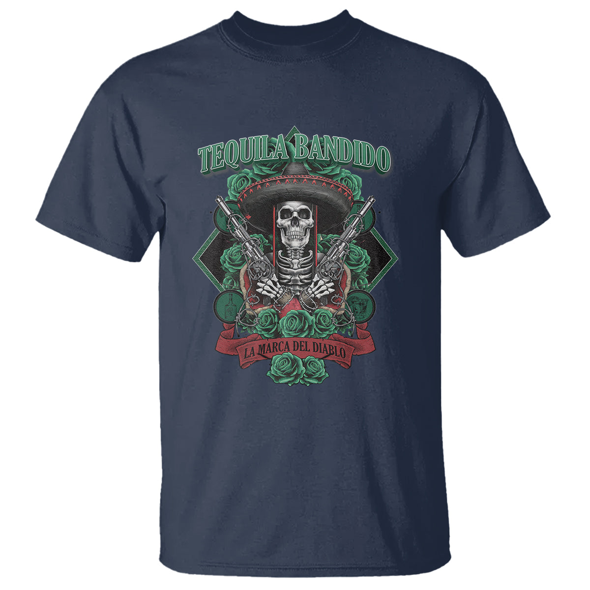 Tequila Bandido Funny Drinking Mexican Skeleton Sombrero T Shirt - Wonder Print Shop