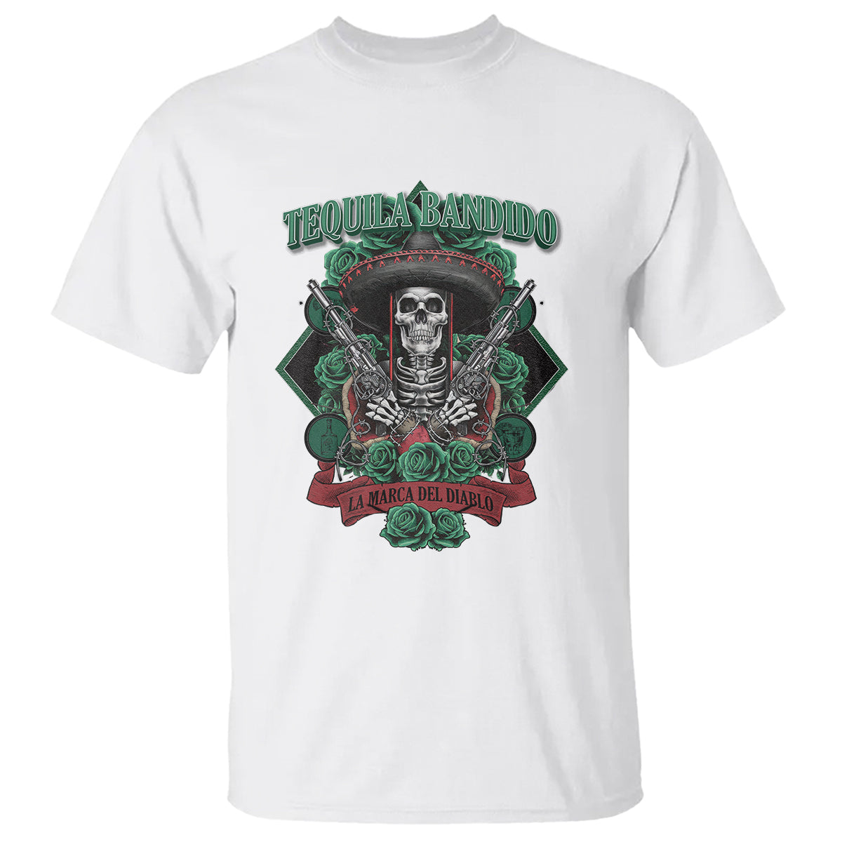 Tequila Bandido Funny Drinking Mexican Skeleton Sombrero T Shirt - Wonder Print Shop