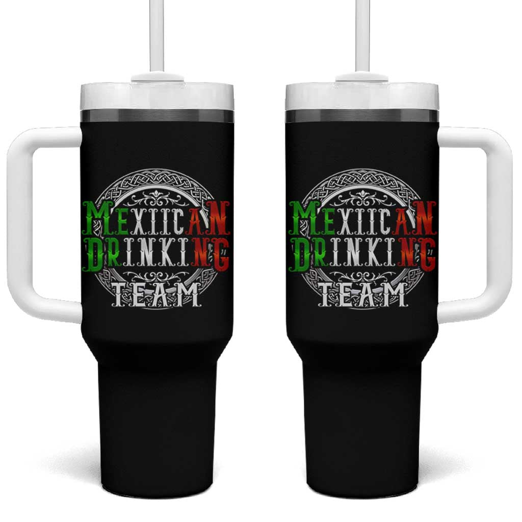 Mexican Drinking Team Tumbler With Handle Funny Mexico Flag Beer Party