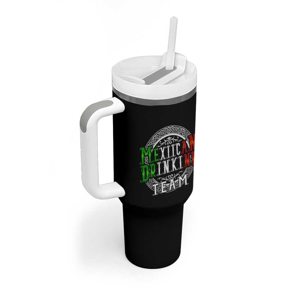 Mexican Drinking Team Tumbler With Handle Funny Mexico Flag Beer Party