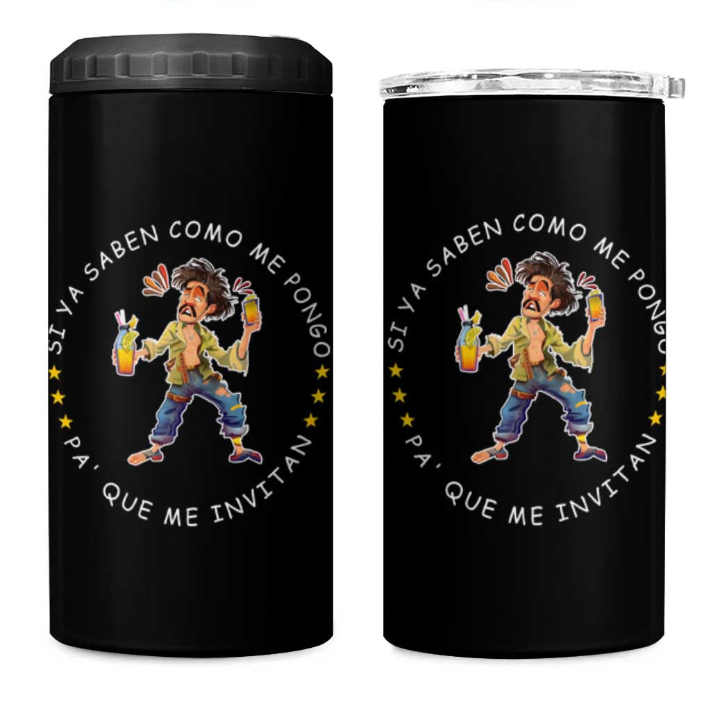 Funny Mexican Drinking 4 in 1 Can Cooler Tumbler Si ya saben como me pongo pa' que me invitan Drunk Meme